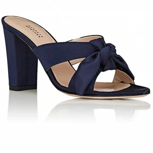Barneys New York Silk Sandals from Italy in Navy. Size 39, 3.5” Heel. New! - Picture 3 of 13